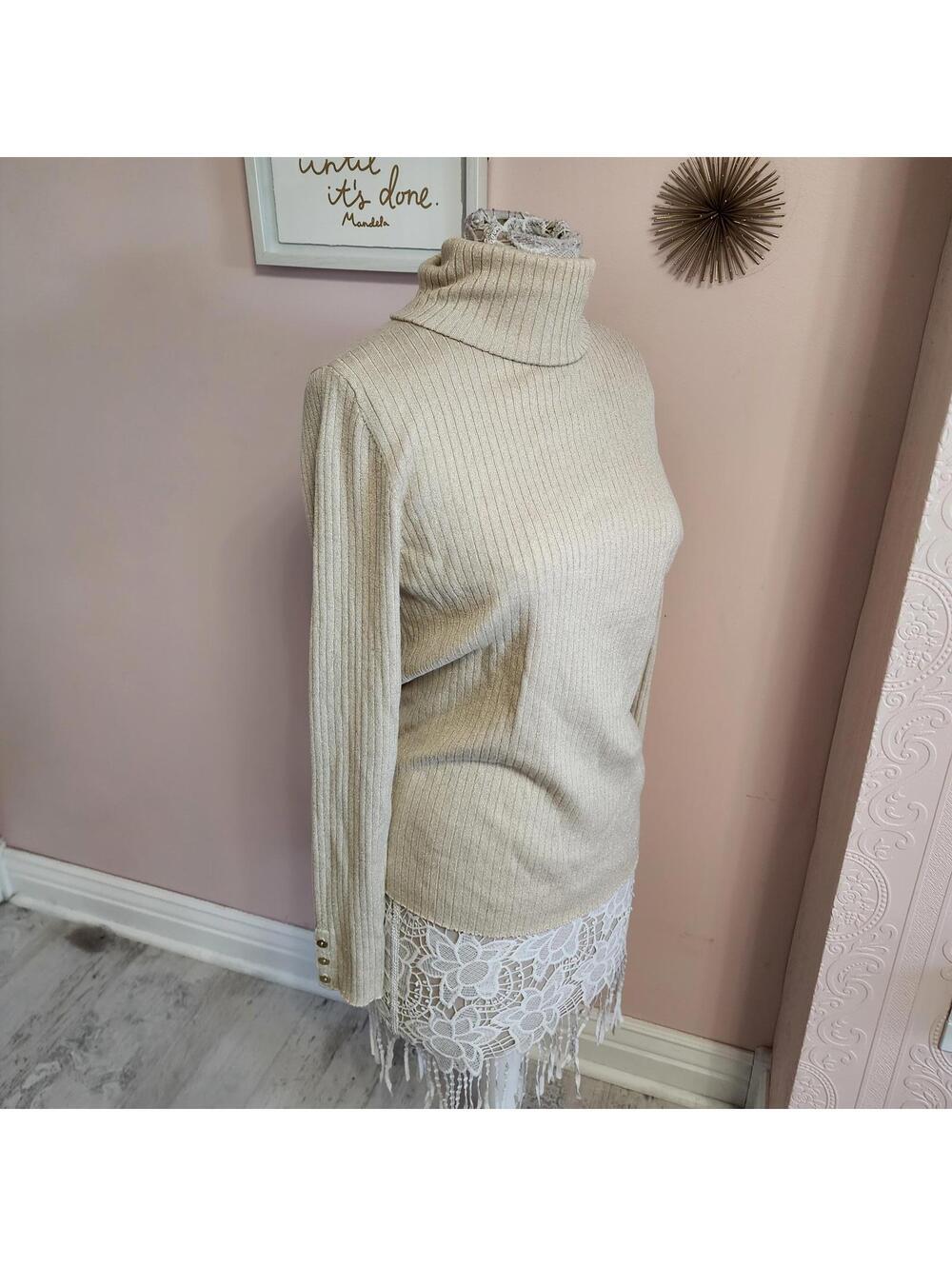 LKNW J Mclauglin XL gold metallic turtleneck sweater Arlette Turtleneck - Picture 2 of 8